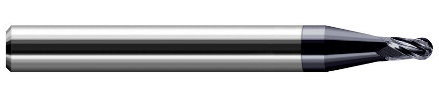 Picture of Harvey Tool 24612-C3 .012 Ball CarbideStub EM, 4 FL, AlTiN End Mill Standard Flute Standard Helix Carbide AlTiN Single End Ball NoseBall
